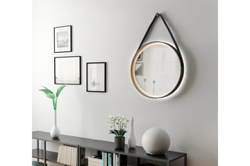 Spegel Eskildstorp 55 cm Rund LED-belysning - Svart|Guld - Inredning - Badrumsinredning - Badrumsspegel