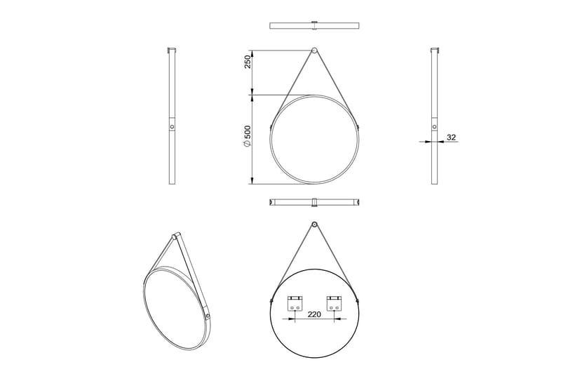 Spegel Järnskog 50 cm - Koppar - Badrumsspegel - Spegel