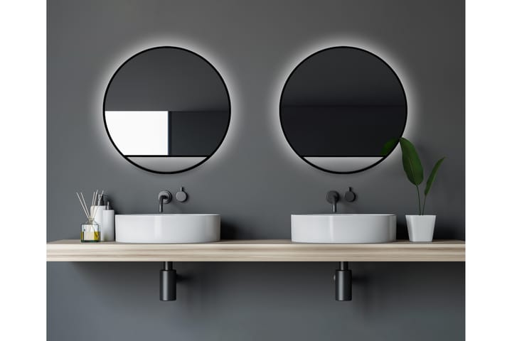Spegel Linka 60 cm - Svart - Badrumsspegel med belysning - Badrumsspegel - Spegel