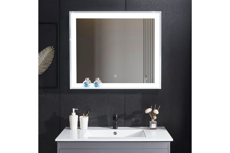 Spegel med inbyggd LED-belysning och hyllkant 13x68 cm Vit - Lyfco - Inredning - Badrumsinredning - Badrumsspegel