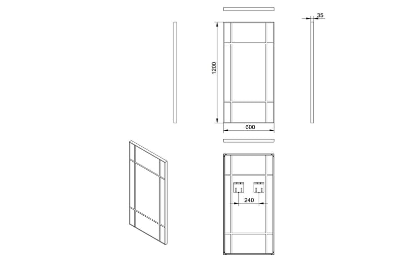 Spegel Stockhyltan 60x120 cm - Svart - Spegel - Badrumsspegel