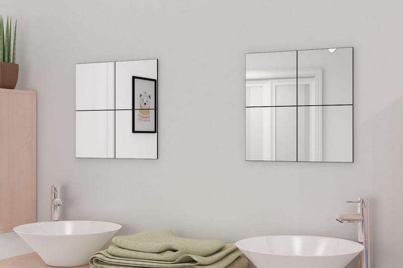 Spegelplattor utan ram glas 16 st 20,5 cm - Silver - Spegel - Badrumsspegel