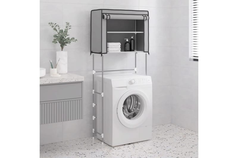 beBasic Hylla för tvättmaskin med 2 hyllplan grå 71x29,5x170,5 cm järn - Grey - Handdukshållare