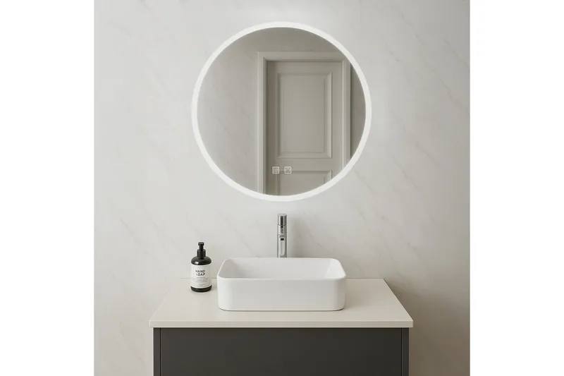 Clas Rund Badrumsspegel med LED-belysning 100 cm - Anti-Fog och Touch-Styrning - Inredning - Badrumsinredning - Badrumsspegel