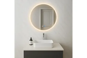 Clas Rund Badrumsspegel med LED-belysning 100 cm - Anti-Fog och Touch-Styrning - Inredning - Badrumsinredning - Badrumsspegel