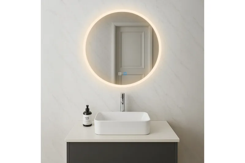 Clas Rund Badrumsspegel med LED-belysning 100 cm - Anti-Fog och Touch-Styrning - Inredning - Badrumsinredning - Badrumsspegel