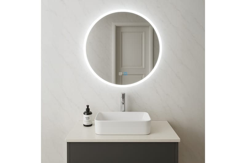 Clas Rund Badrumsspegel med LED-belysning 100 cm - Transparent - Inredning - Badrumsinredning - Badrumsspegel