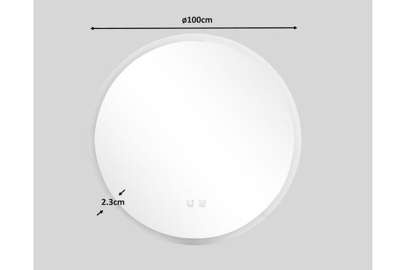 Clas Rund Badrumsspegel med LED-belysning 100 cm - Transparent - Inredning - Badrumsinredning - Badrumsspegel