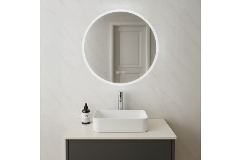 Clas Rund Badrumsspegel med LED-belysning 100 cm - Transparent - Inredning - Badrumsinredning - Badrumsspegel