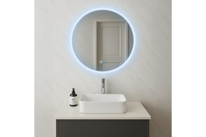 Clas Rund Badrumsspegel med LED-belysning 100 cm - Transparent - Inredning - Badrumsinredning - Badrumsspegel