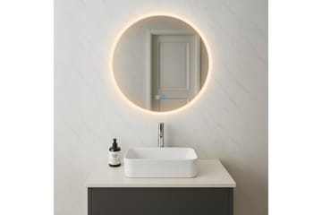 Clas Rund Badrumsspegel med LED-belysning 100 cm - Transparent - Inredning - Badrumsinredning - Badrumsspegel