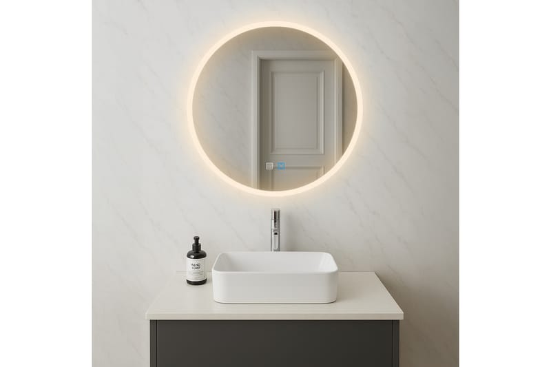 Clas Rund Badrumsspegel med LED-belysning 100 cm - Transparent - Inredning - Badrumsinredning - Badrumsspegel