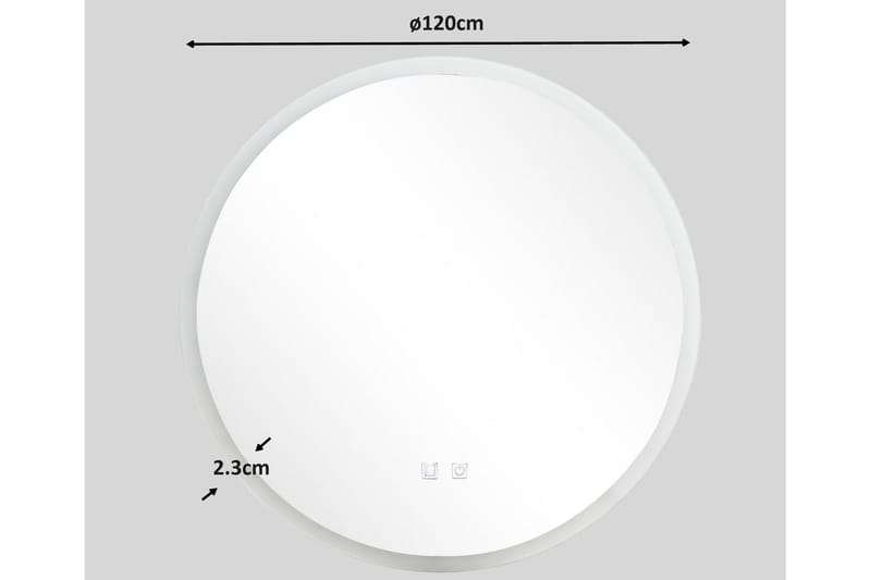 Clas Rund Badrumsspegel med LED-belysning 120 cm - Anti-Fog och Touch-Styrning - Inredning - Badrumsinredning - Badrumsspegel