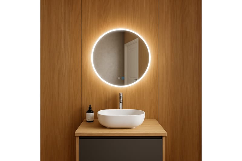 Clas Rund Badrumsspegel med LED-belysning 60 cm - Anti-Fog och Touch-Styrning - Inredning - Badrumsinredning - Badrumsspegel