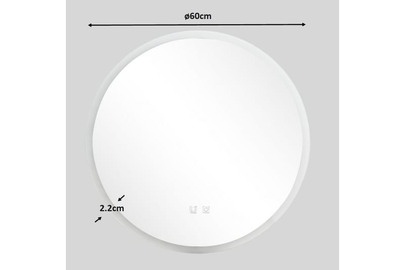 Clas Rund Badrumsspegel med LED-belysning 60 cm - Anti-Fog och Touch-Styrning - Inredning - Badrumsinredning - Badrumsspegel