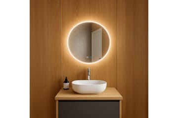 Clas Rund Badrumsspegel med LED-belysning 60 cm - Anti-Fog och Touch-Styrning - Inredning - Badrumsinredning - Badrumsspegel