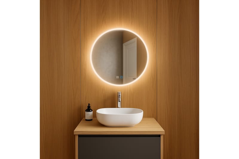 Clas Rund Badrumsspegel med LED-belysning 60 cm - Anti-Fog och Touch-Styrning - Inredning - Badrumsinredning - Badrumsspegel