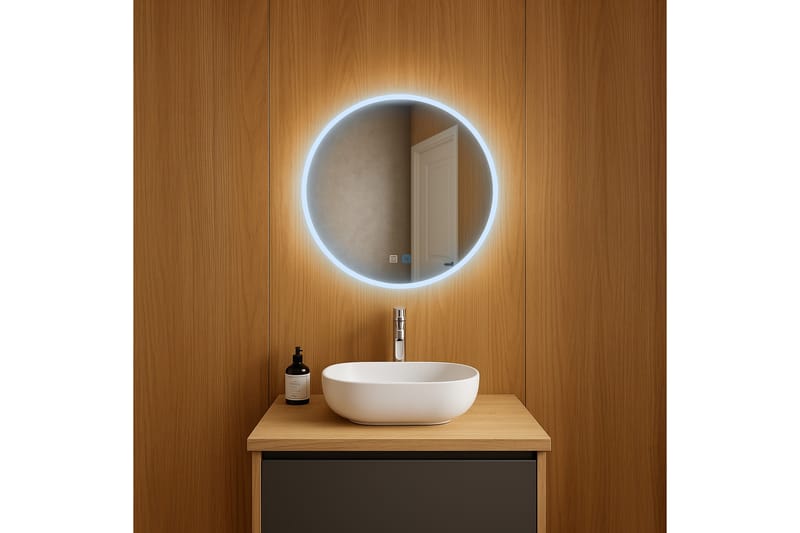 Clas Rund Badrumsspegel med LED-belysning 60 cm - Anti-Fog och Touch-Styrning - Inredning - Badrumsinredning - Badrumsspegel