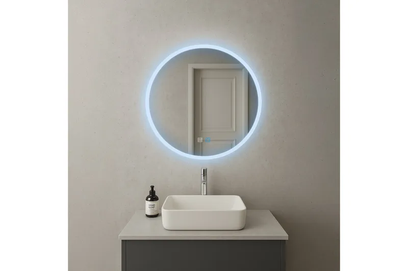 Clas Rund Badrumsspegel med LED-belysning 80 cm - Anti-Fog och Touch-Styrning - Inredning - Badrumsinredning - Badrumsspegel