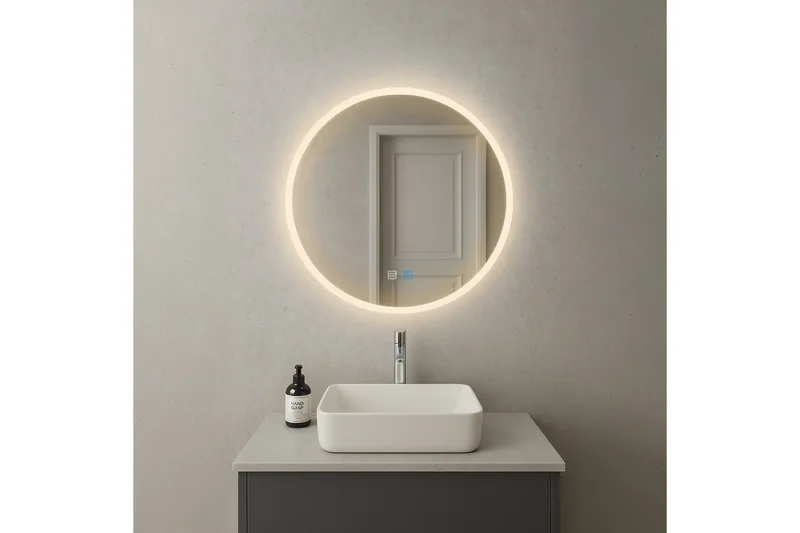 Clas Rund Badrumsspegel med LED-belysning 80 cm - Anti-Fog och Touch-Styrning - Inredning - Badrumsinredning - Badrumsspegel