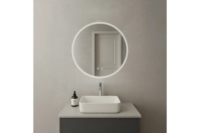 Clas Rund Badrumsspegel med LED-belysning 80 cm - Anti-Fog och Touch-Styrning - Inredning - Badrumsinredning - Badrumsspegel