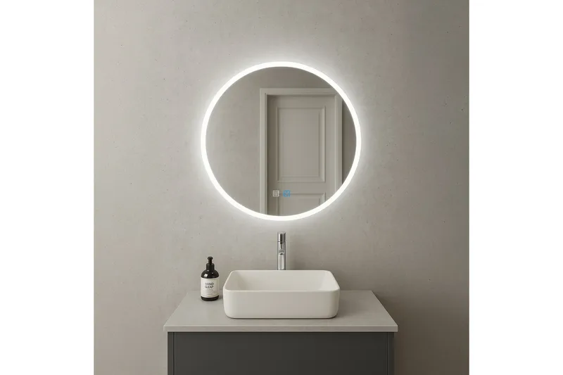 Clas Rund Badrumsspegel med LED-belysning 80 cm, Anti-Fog och Touch-Styrning