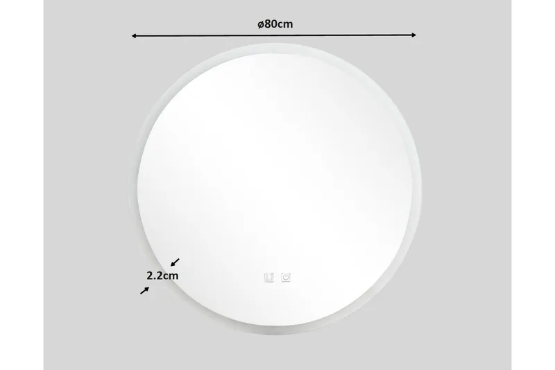 Clas Rund Badrumsspegel med LED-belysning 80 cm - Anti-Fog och Touch-Styrning - Inredning - Badrumsinredning - Badrumsspegel