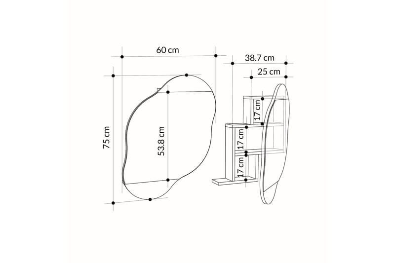 Dartmoor Badrumsspegel 60 cm Rektangulär - Brun - Inredning - Badrumsinredning - Badrumsspegel
