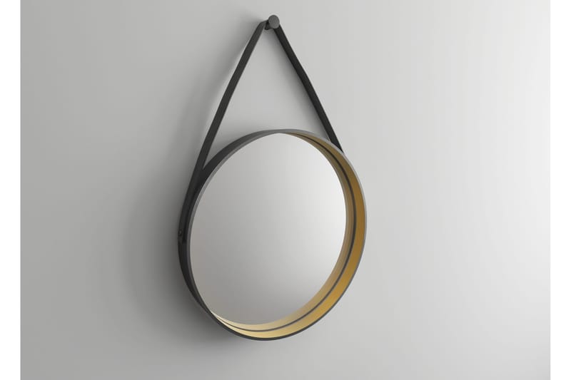 Djupqvior Spegel 55x55 cm Rund - Svart/Guld - Inredning - Badrumsinredning - Badrumsspegel