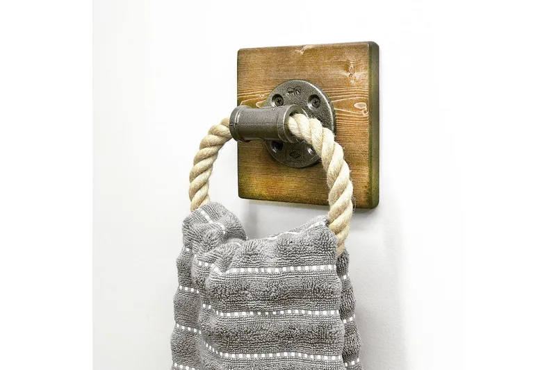 Evila Handdukshängare Rep/Trä - Svart|Brun - Inredning - Badrumsinredning - Handdukshållare