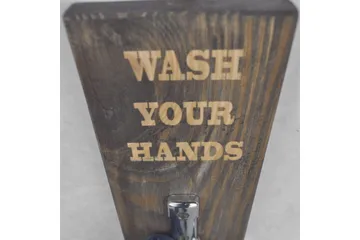 Evila Handdukshängare Wash Your Hands' - Trä - Inredning - Badrumsinredning - Handdukshållare