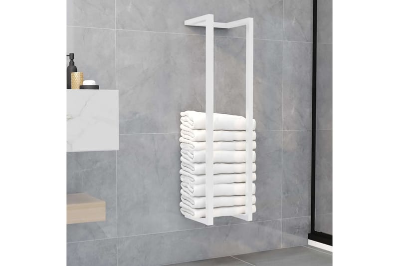 Handdukshängare vit 25x20x95 cm stål - Handduksstege - Handdukshängare & handduksstång