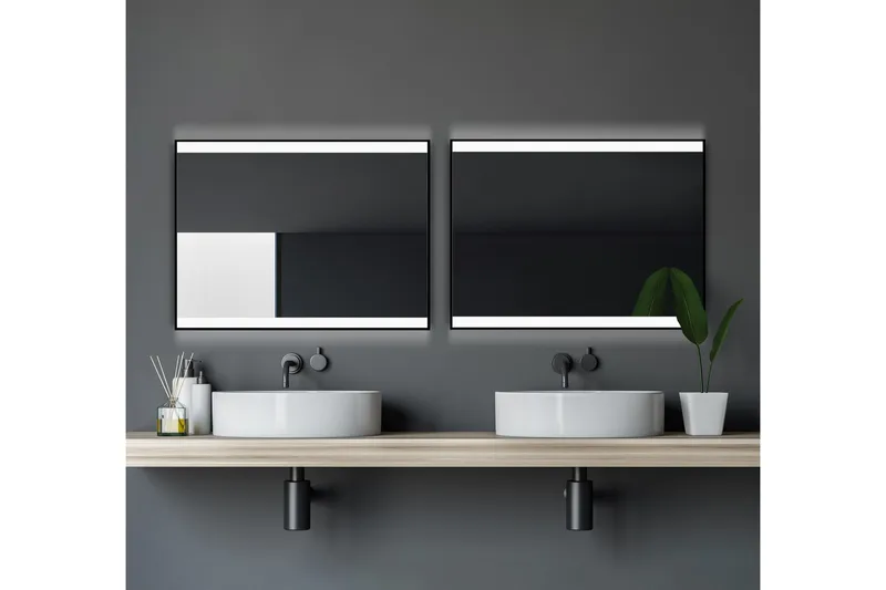 Knutby Badrumsspegel 80x60 cm LED-belysning, Svart