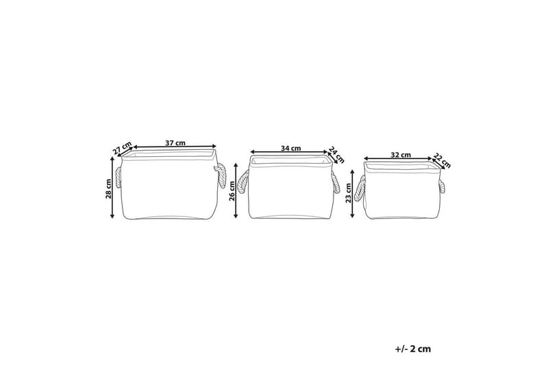 Korg Darqab set om 3 Beige, vit - Beige, vit - Förvaring - Småförvaring - Förvaringskorg - Flätad korg & rottingkorg