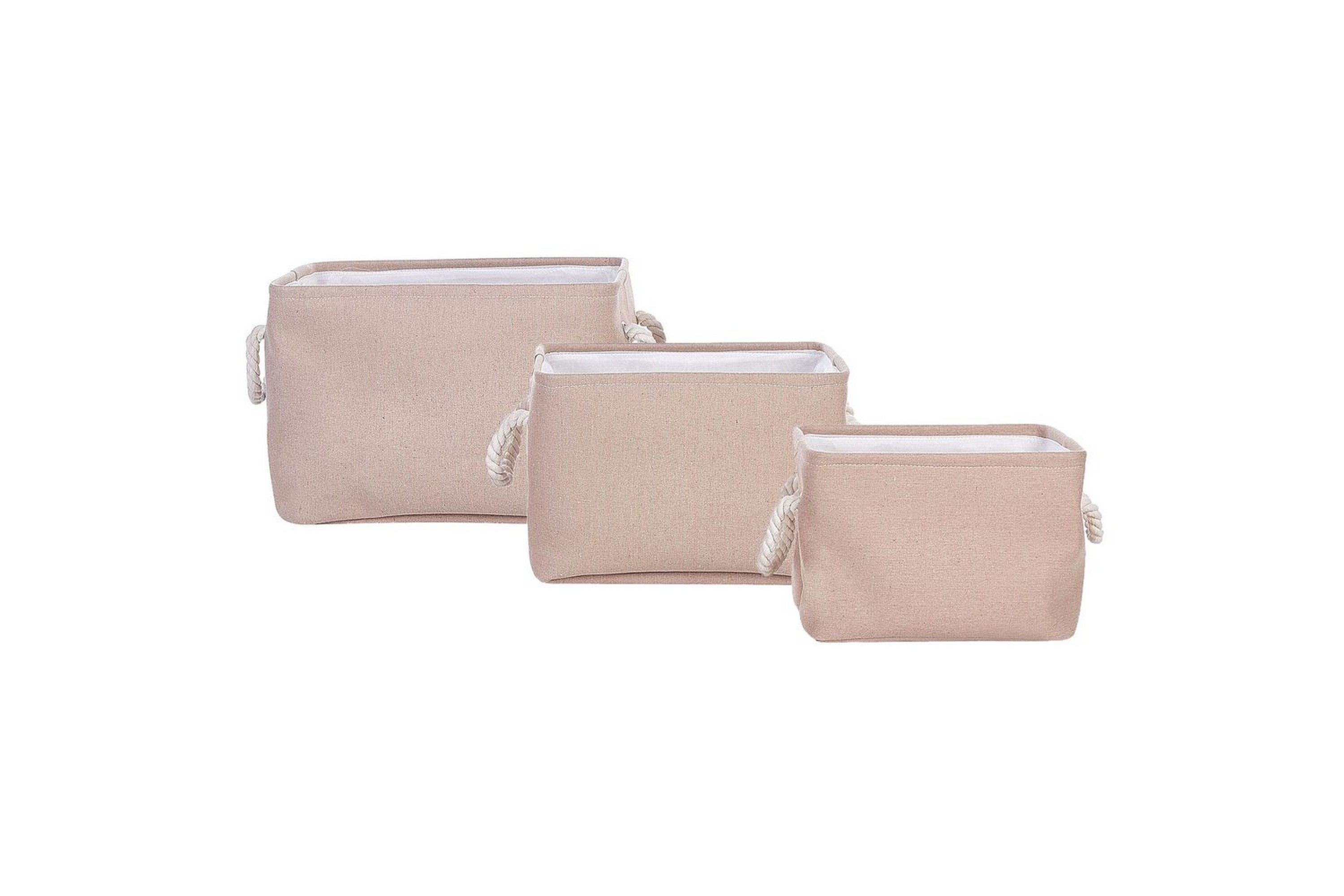 Korg Darqab set om 3 Beige, vit Beige, vit