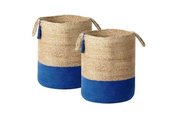 Korg Gajar set om 2 Beige, marinblå - Beige, marinblå - Förvaring - Småförvaring - Förvaringskorg - Flätad korg & rottingkorg