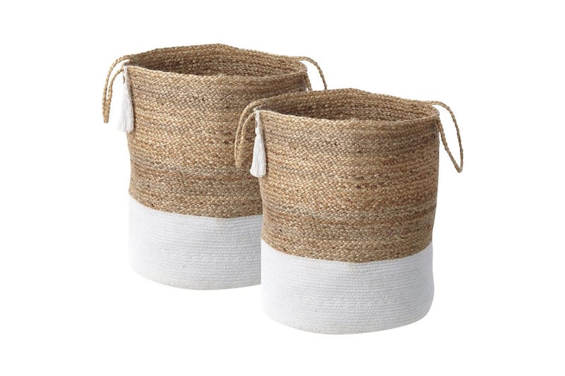 Korg Gajar set om 2 Beige, vit - Beige, vit - Inredning - Badrumsinredning - Duschhylla & duschkorg