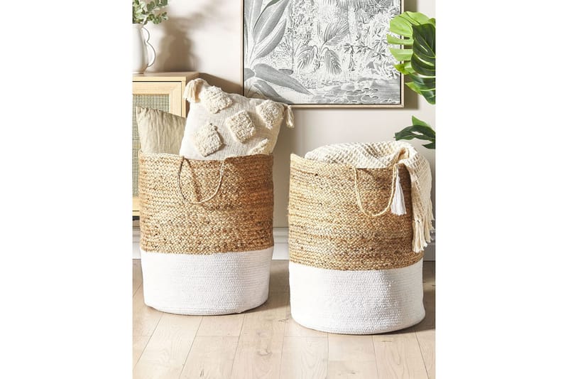 Korg Gajar set om 2 Beige, vit - Beige, vit - Inredning - Badrumsinredning - Duschhylla & duschkorg