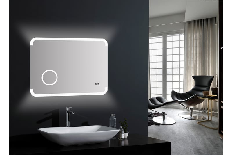 Spegel Hällekil 80x60 cm - Silver - Badrumsspegel med belysning - Spegel - Badrumsspegel