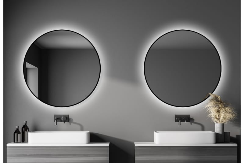 Spegel Mosstorp 100 cm - Svart - Badrumsspegel med belysning - Badrumsspegel - Spegel