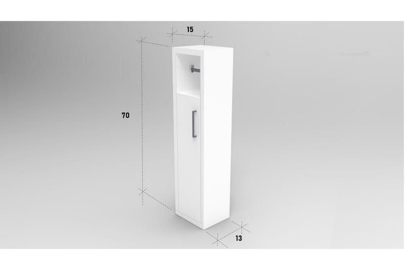 Badrumsförvaring Neubach 15x70 cm 2 Hyllor - Vit - Toalettpappershållare