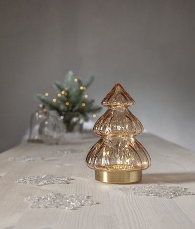 Abete Glasdekoration belysning 12 cm - transparent beige med guldfärgad bas - Inredning - Dekoration & inredningsdetaljer - Julpynt & juldekoration
