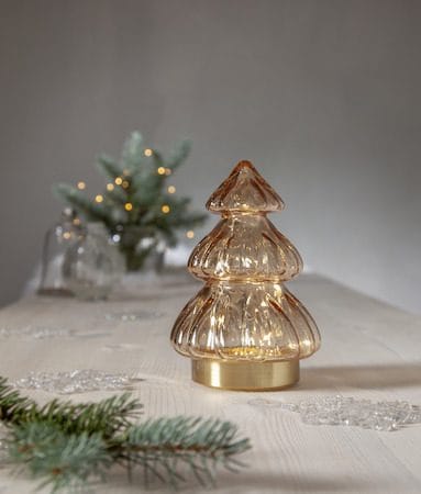 Abete Glasdekoration belysning 12 cm - transparent beige med guldfärgad bas - Inredning - Dekoration & inredningsdetaljer - Julpynt & juldekoration