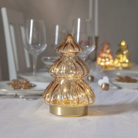 Abete Glasdekoration belysning 12 cm - transparent beige med guldfärgad bas - Inredning - Dekoration & inredningsdetaljer - Julpynt & juldekoration