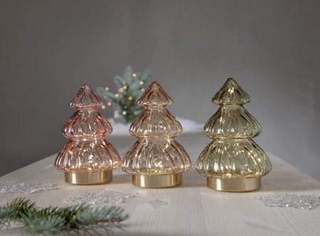 Abete Glasdekoration belysning 12 cm - transparent grön med guldfärgad bas - Inredning - Dekoration & inredningsdetaljer - Julpynt & juldekoration