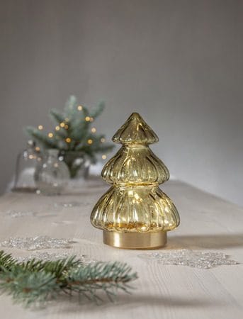 Abete Glasdekoration belysning 12 cm - transparent grön med guldfärgad bas - Inredning - Dekoration & inredningsdetaljer - Julpynt & juldekoration