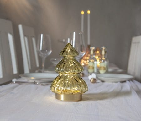 Abete Glasdekoration belysning 12 cm - transparent grön med guldfärgad bas - Inredning - Dekoration & inredningsdetaljer - Julpynt & juldekoration