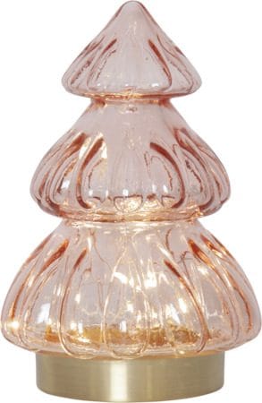 Abete Glasdekoration belysning 12 cm - transparent rosa med guldfärgad bas - Inredning - Dekoration & inredningsdetaljer - Julpynt & juldekoration