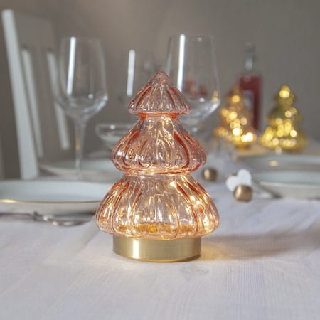 Abete Glasdekoration belysning 12 cm - transparent rosa med guldfärgad bas - Inredning - Dekoration & inredningsdetaljer - Julpynt & juldekoration