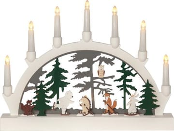 Adventsljusstake Forest Friends 45x33 cm 7 ljus Batteridriven - Vit / Grön / Brun - Inredning - Dekoration & inredningsdetaljer - Julpynt & juldekoration